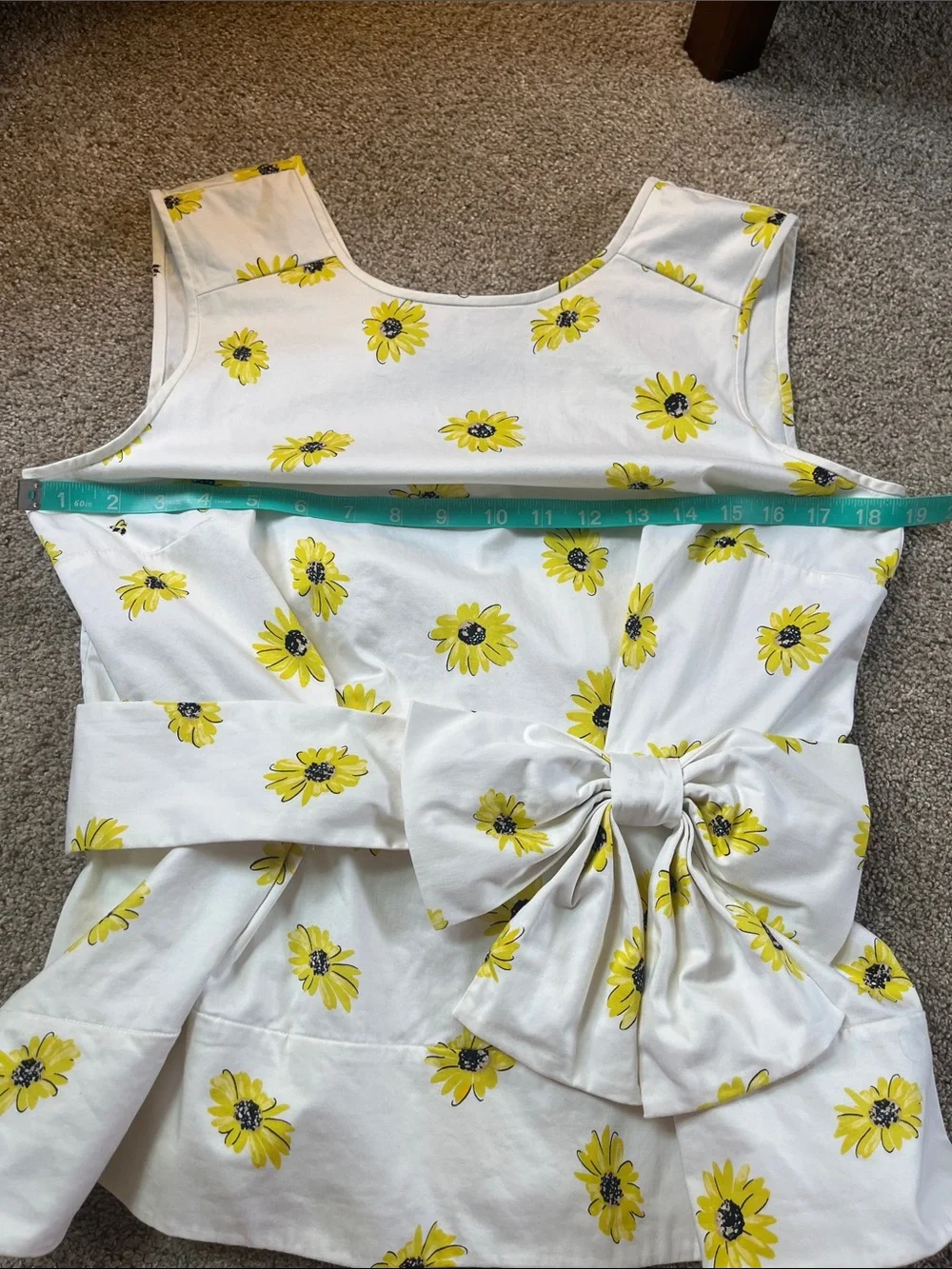 🌻🌻🌻Kate Spade Cotton Sateen Poplin Big Bow Sunflower Blouse sz8 EUC